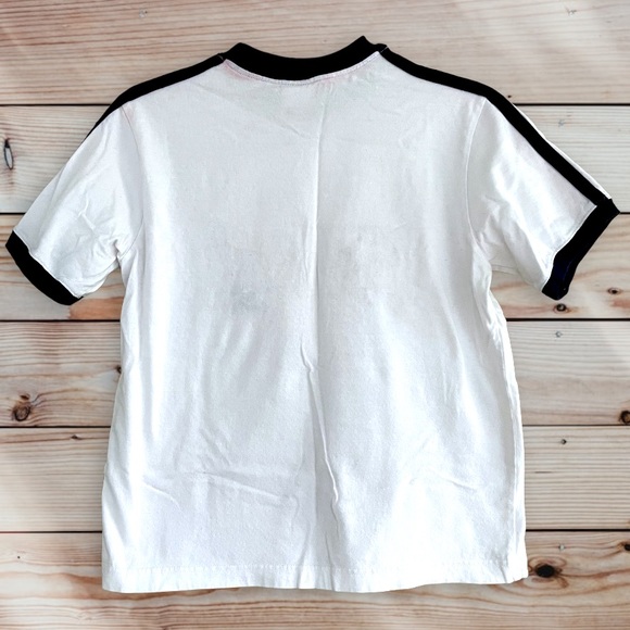 SIDEOUT Navy Blue & Red Varsity Striped Sleeve Logo T-Shirt - Picture 2 of 8